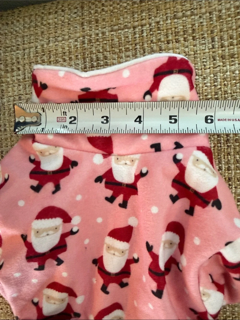 Pink Santa Print Fleece Dog Pajama Onesie
